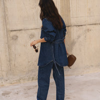 oversized blue washed denim jacket