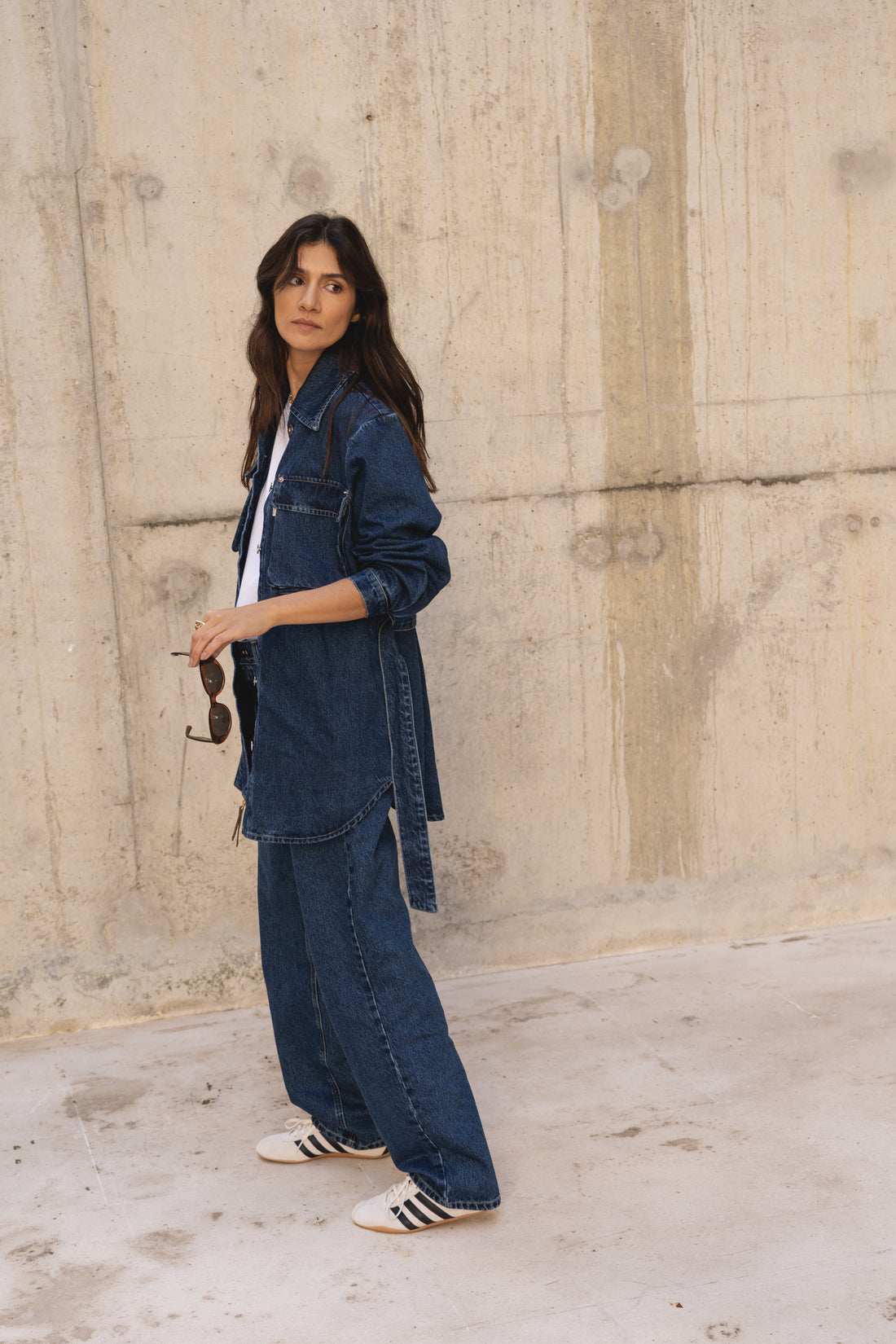 oversized blue washed denim jacket