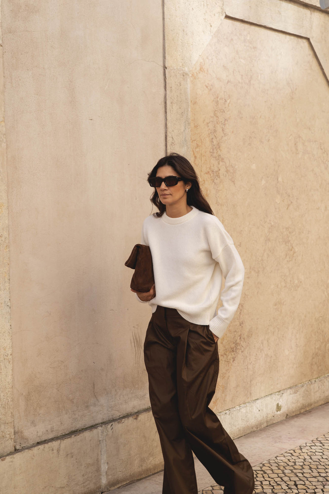 recycled wool knitwear sweater in off-white