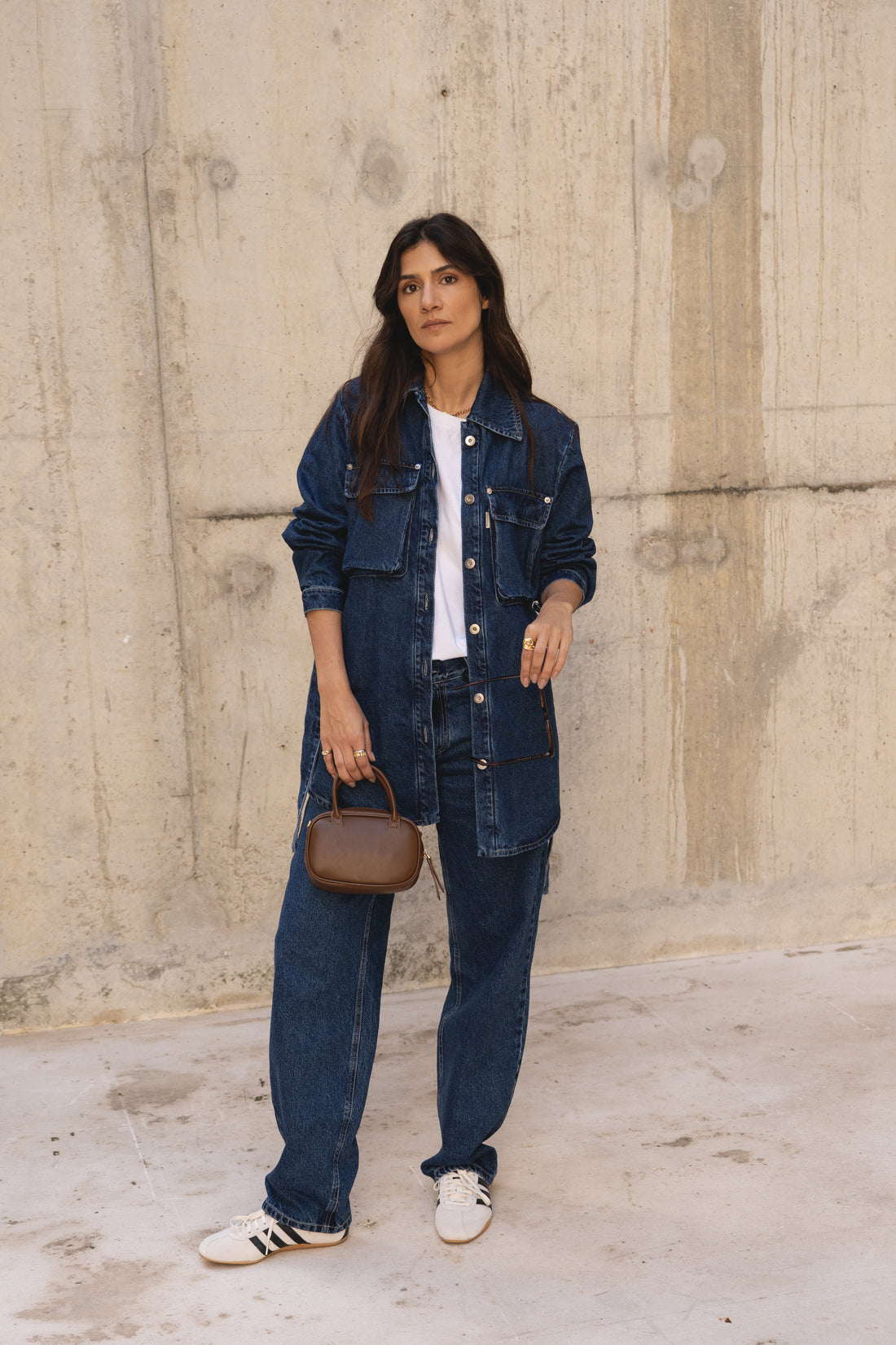 oversized blue washed denim jacket