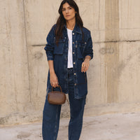 oversized blue washed denim jacket