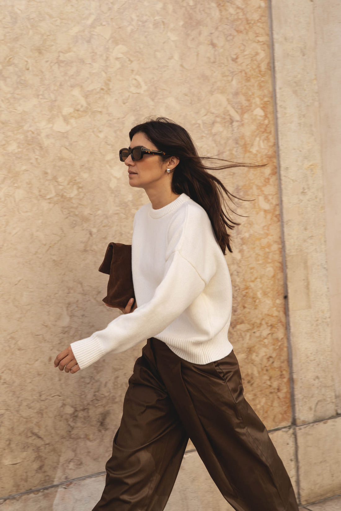 recycled wool knitwear sweater in off-white