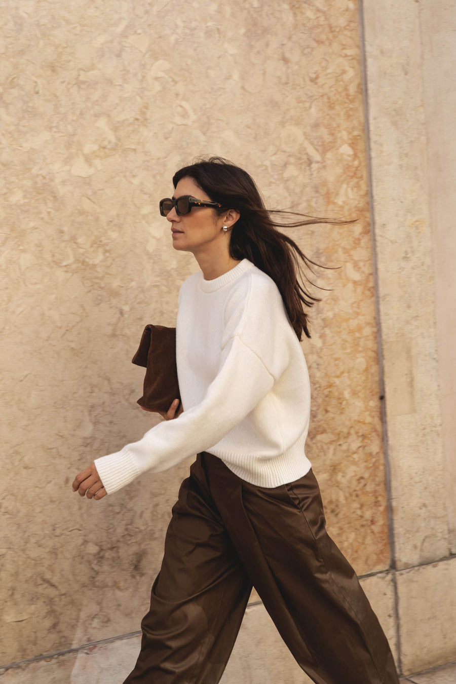 recycled wool knitwear sweater in off-white