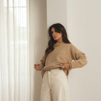 recycled wool knitwear sweater in beige