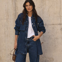 oversized blue washed denim jacket