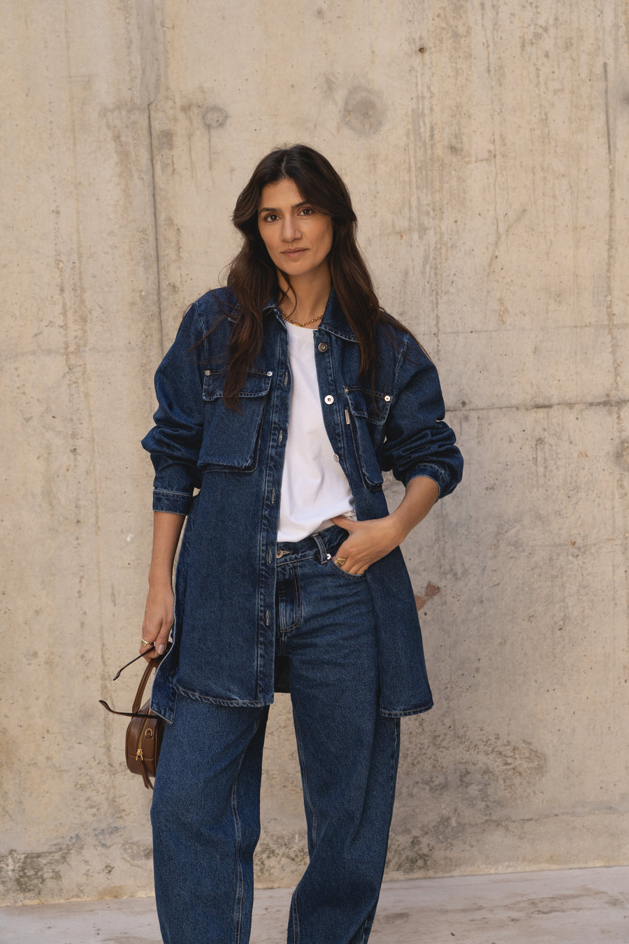 oversized blue washed denim jacket