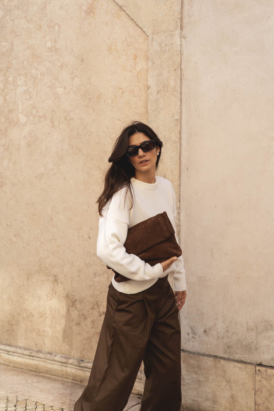 recycled wool knitwear sweater in off-white