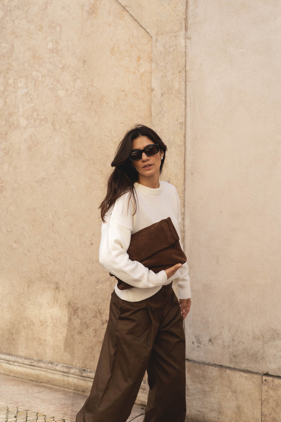 recycled wool knitwear sweater in off-white