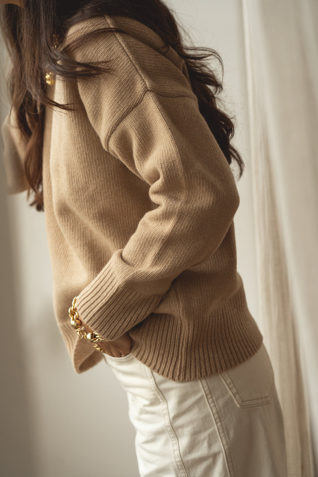 recycled wool knitwear sweater in beige