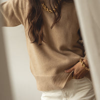 recycled wool knitwear sweater in beige