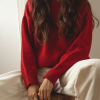 recycled wool knitwear sweater in red