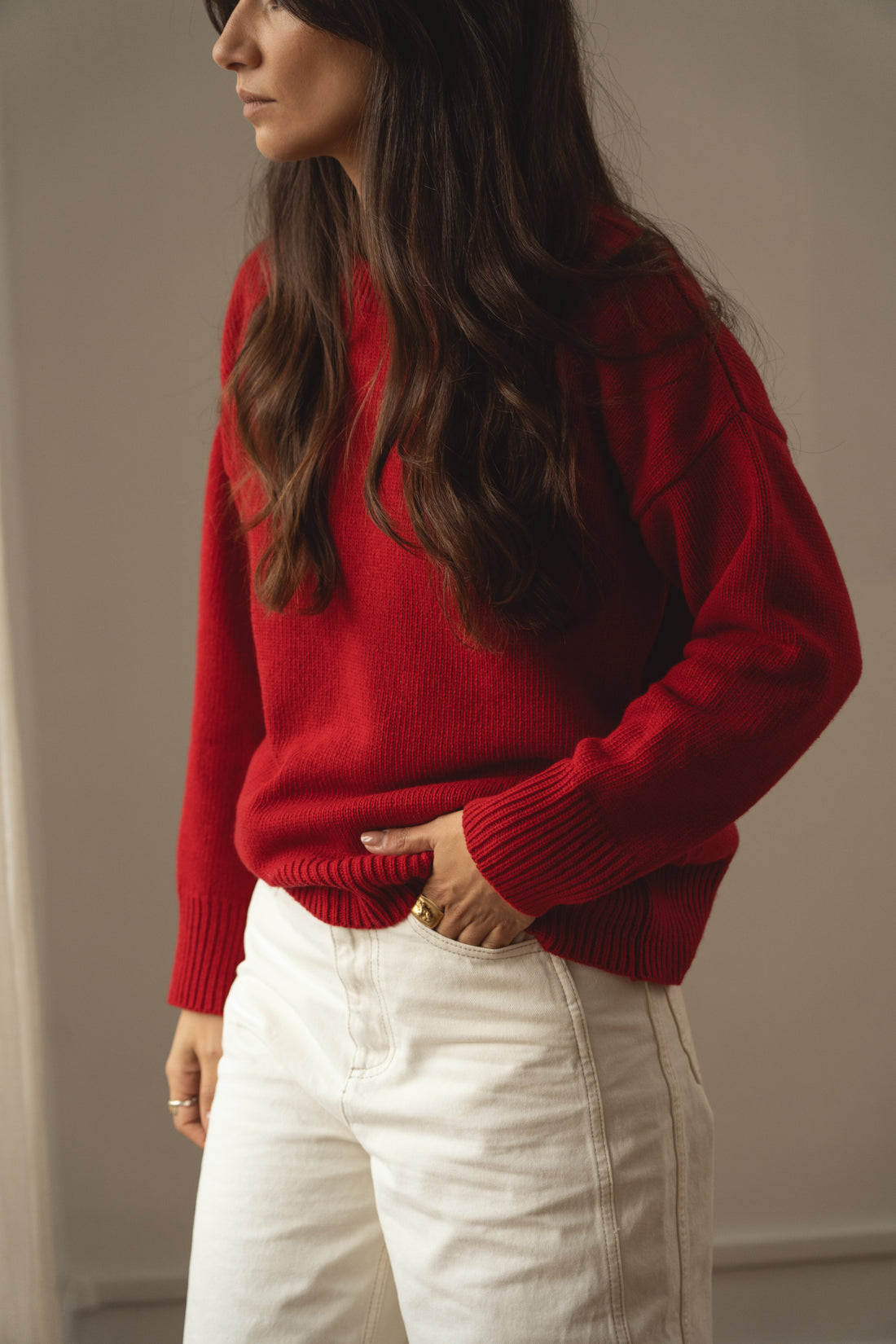 recycled wool knitwear sweater in red