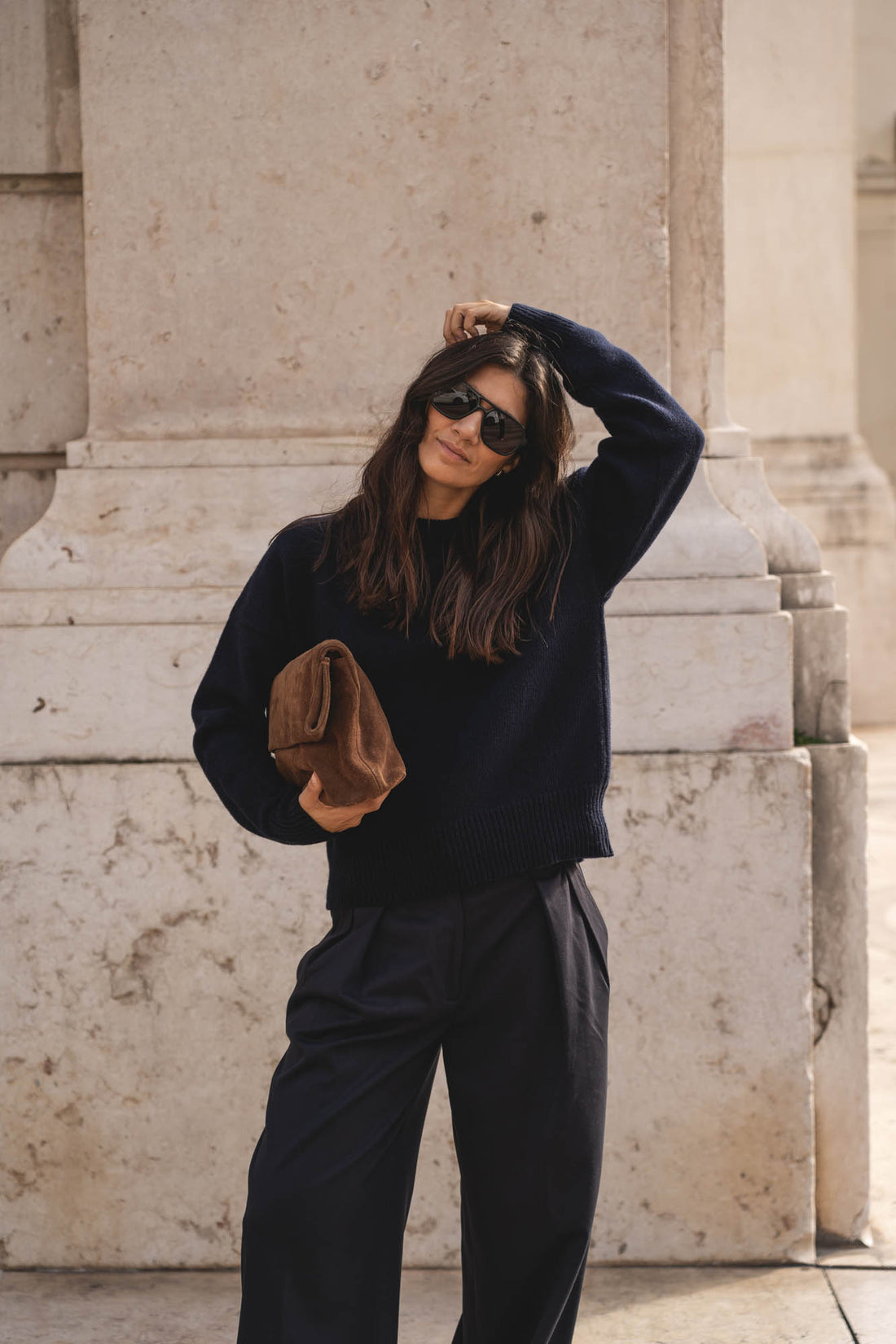 recycled wool knitwear sweater in navy