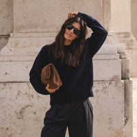 recycled wool knitwear sweater in navy