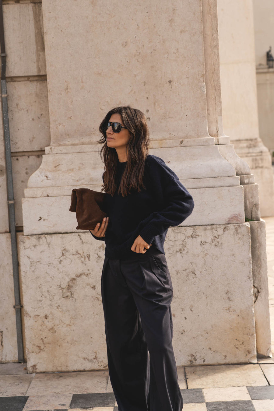 recycled wool knitwear sweater in navy