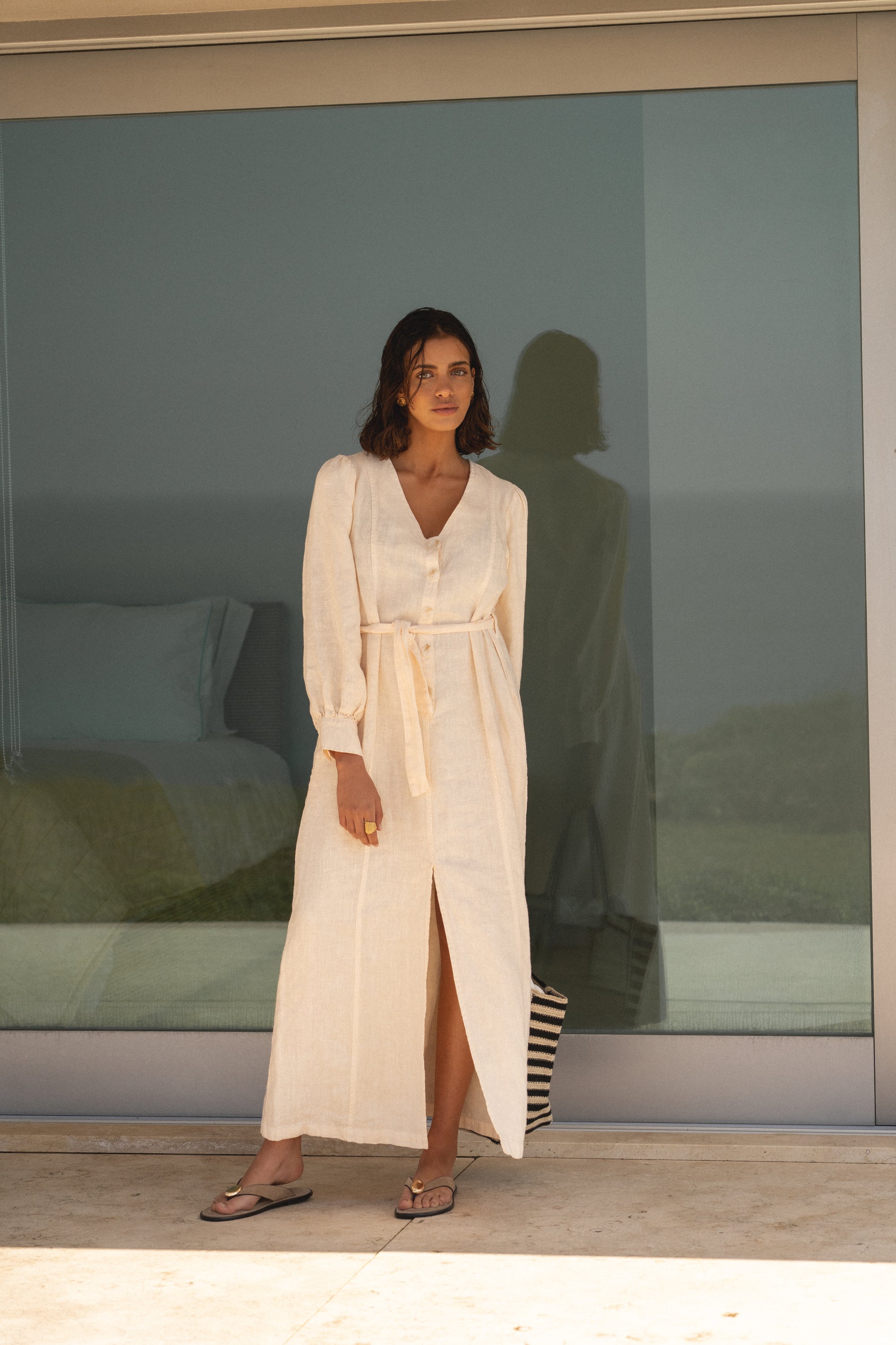 eli linen dress bare earth