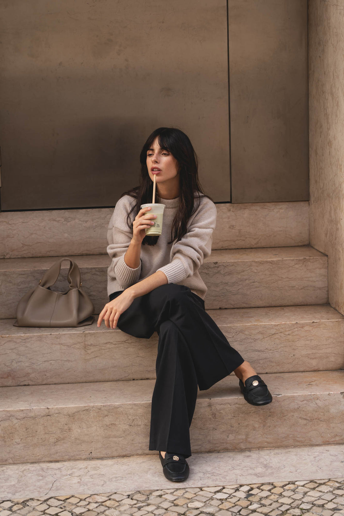 recycled wool knitwear sweater in light grey