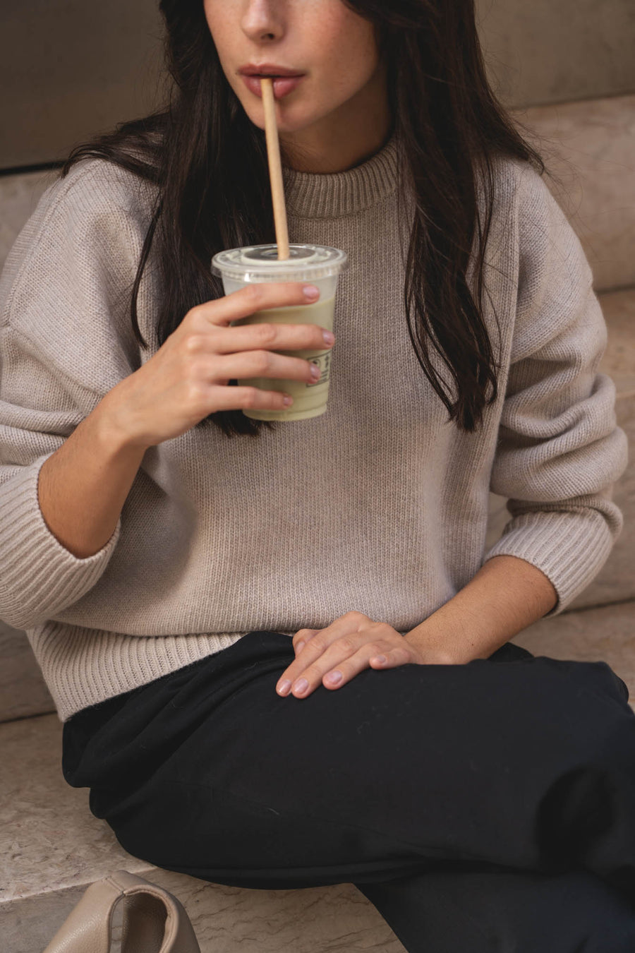 recycled wool knitwear sweater in light grey