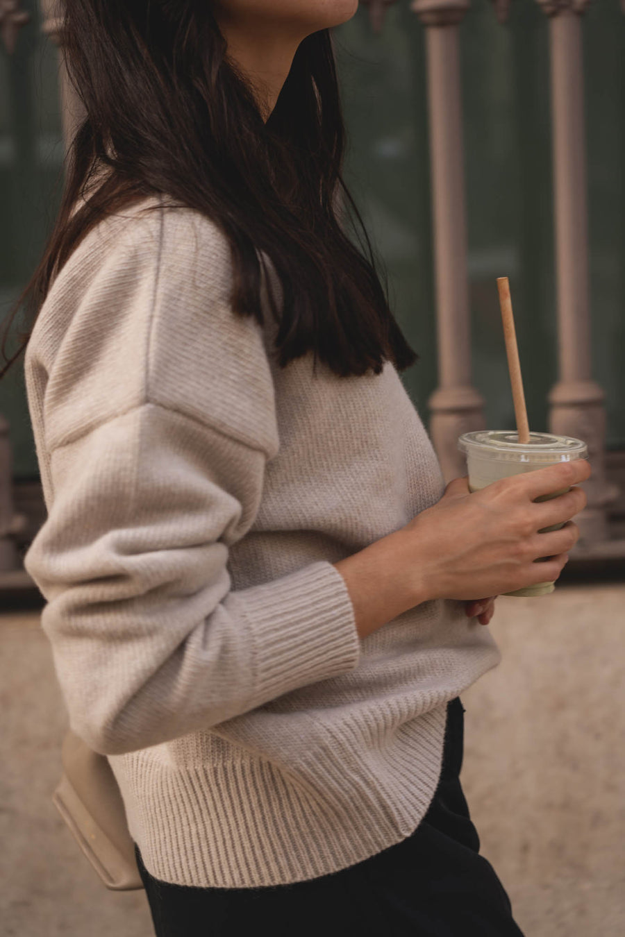 recycled wool knitwear sweater in light grey