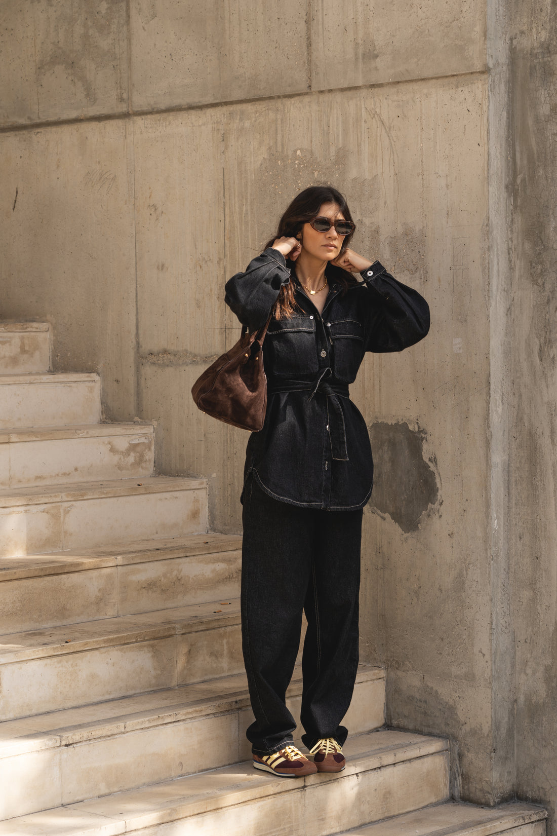 oversized black washed denim jacket