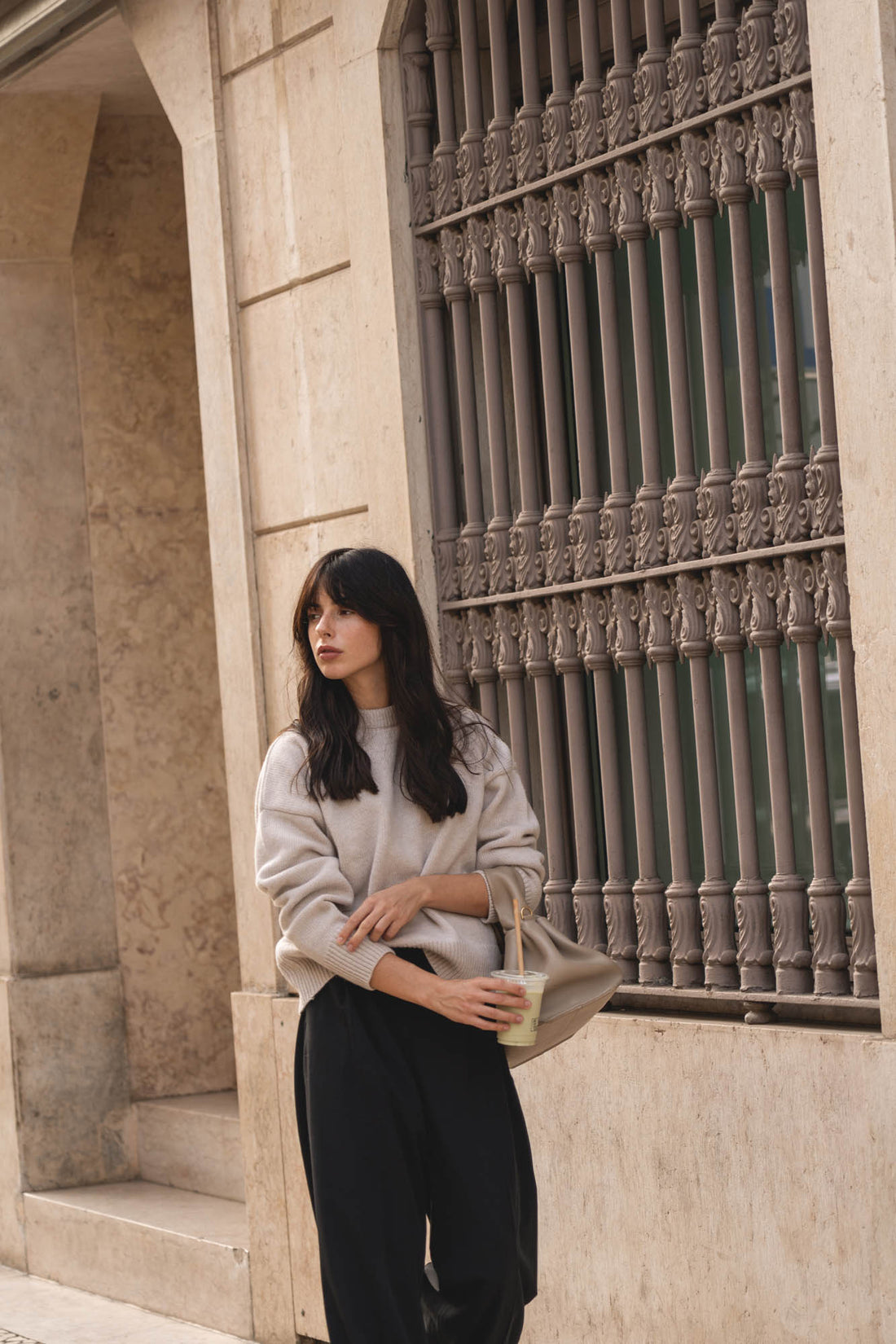 recycled wool knitwear sweater in light grey