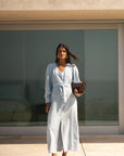eli linen dress sky