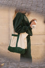 tote bag in ecru & dark green