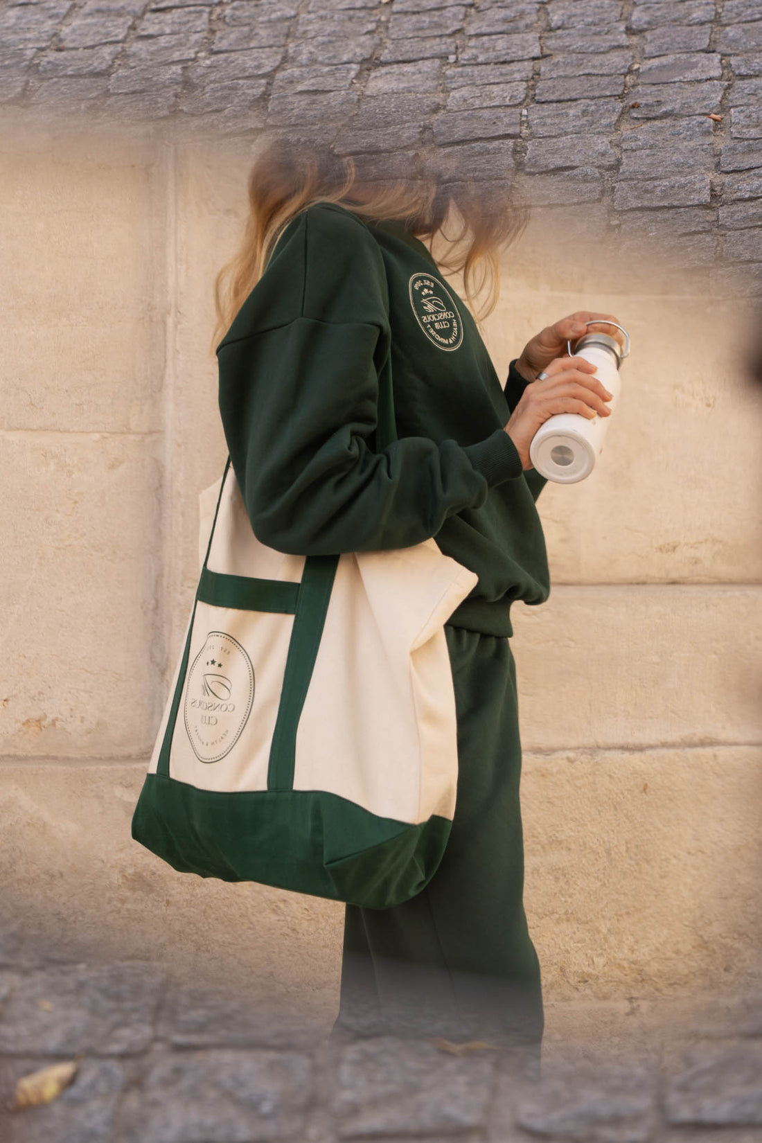 organic cotton sweatshirt in dark green