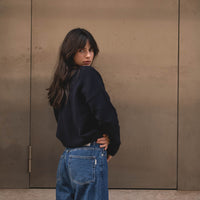 recycled wool knitwear sweater in navy