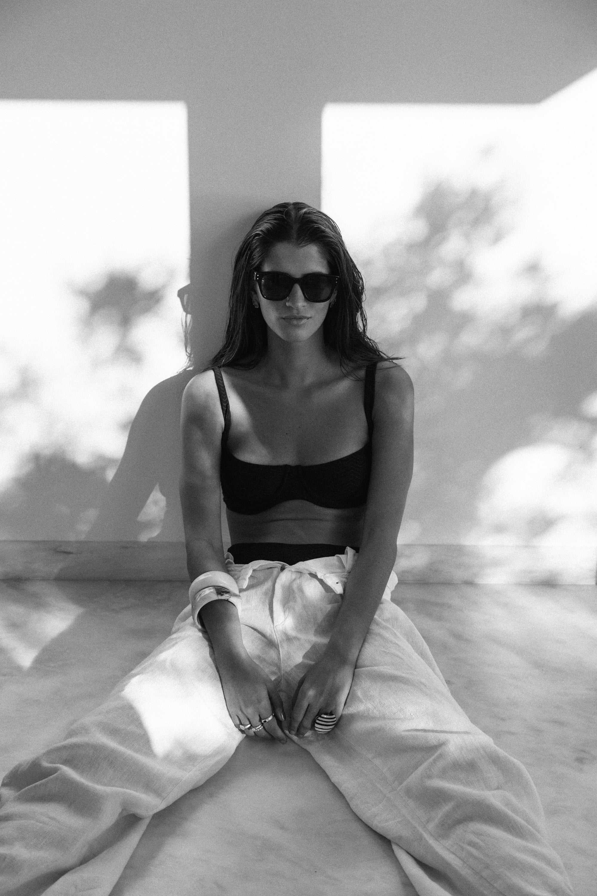 sustainable swimwear top chloe noir textured