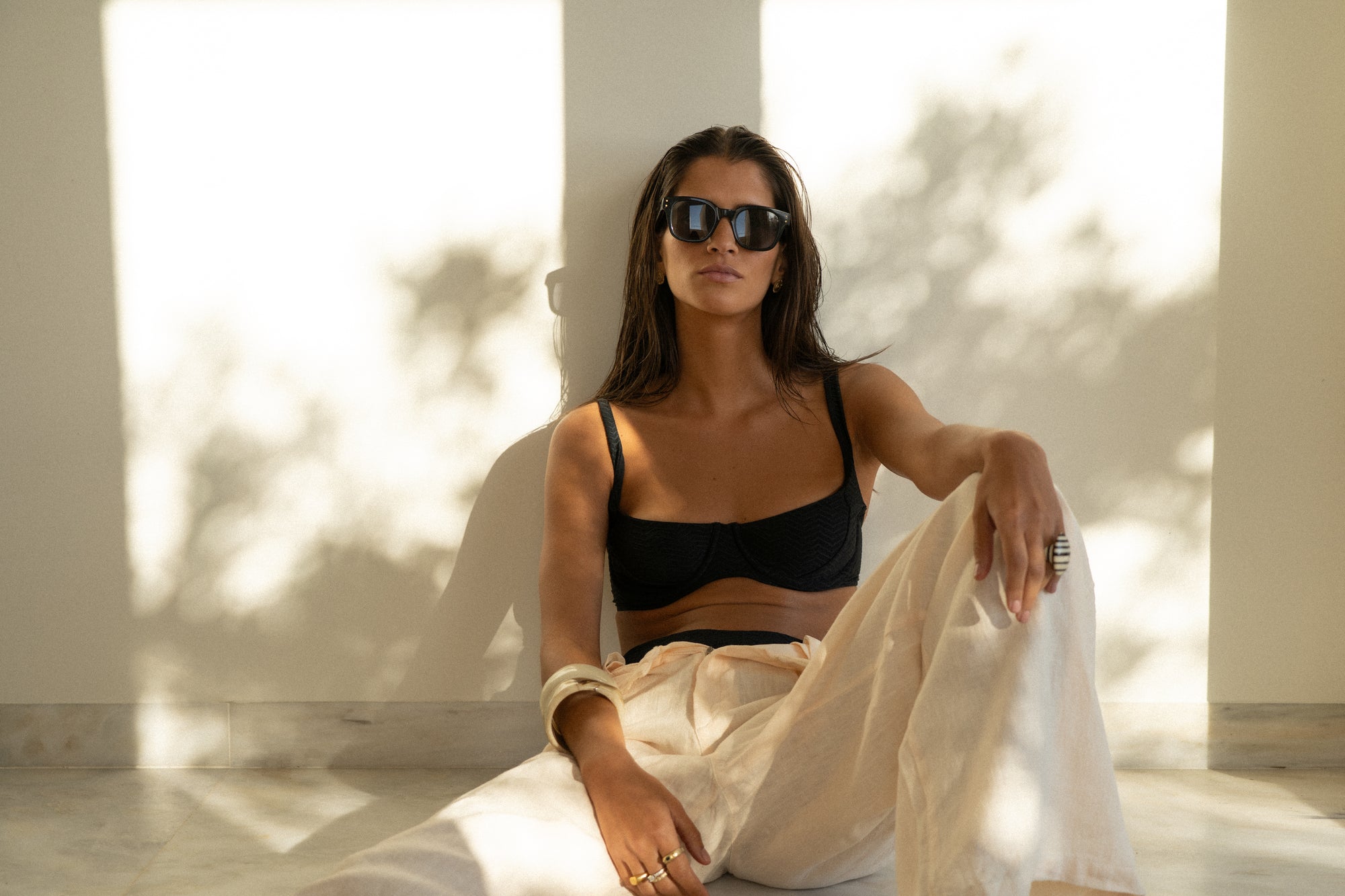 sustainable swimwear top chloe noir textured