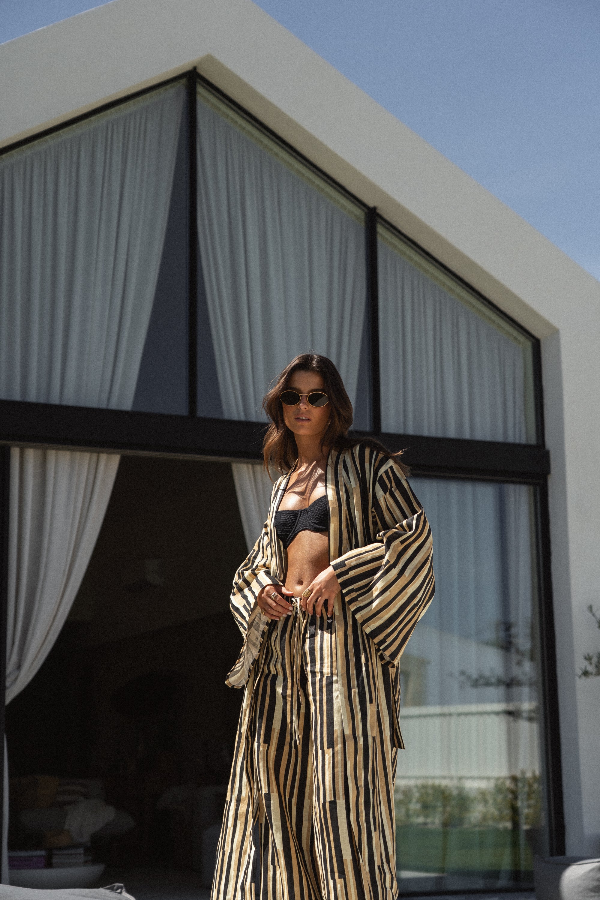 linen kimono earth lines