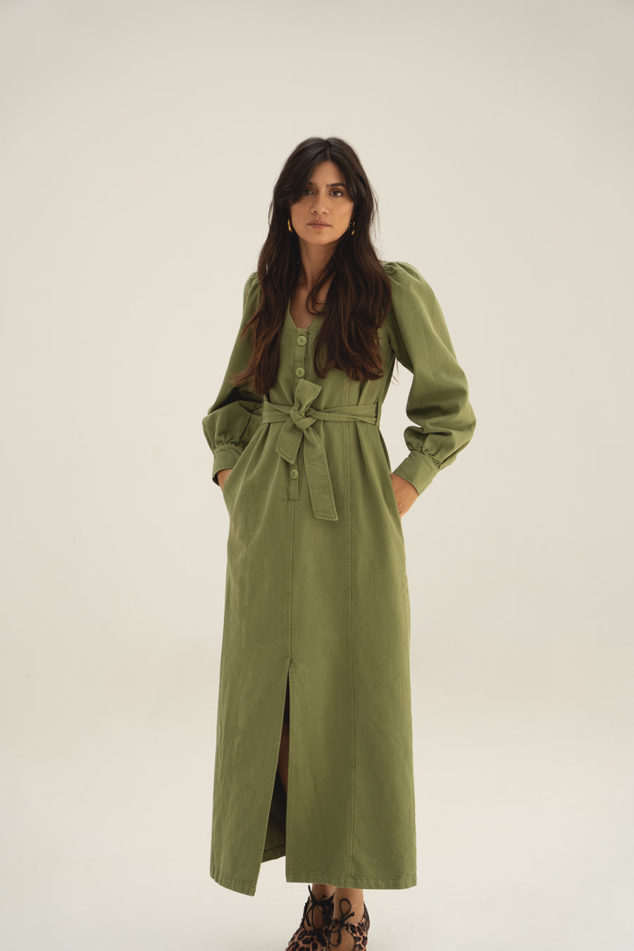 eli denim dress green