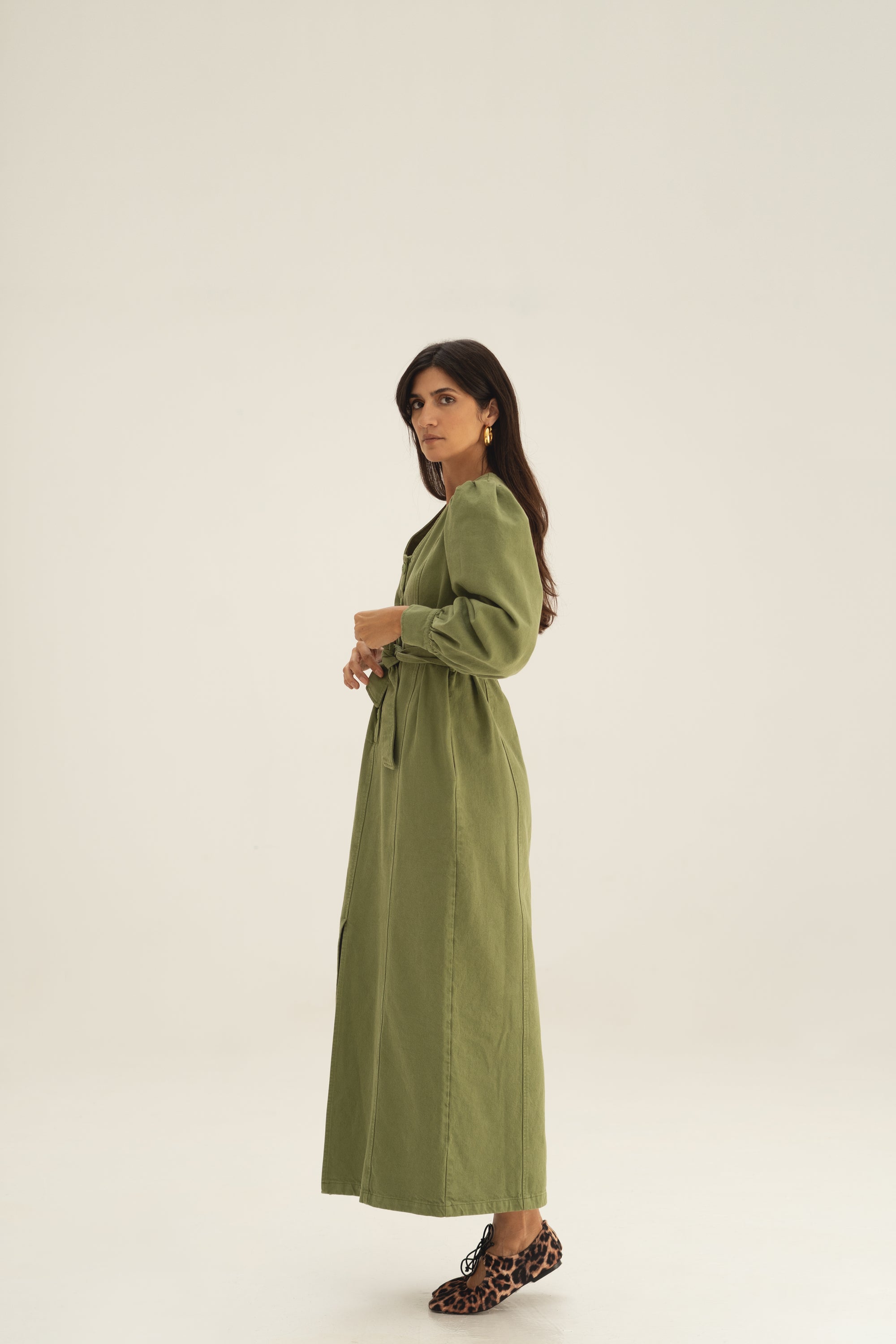 eli denim dress green