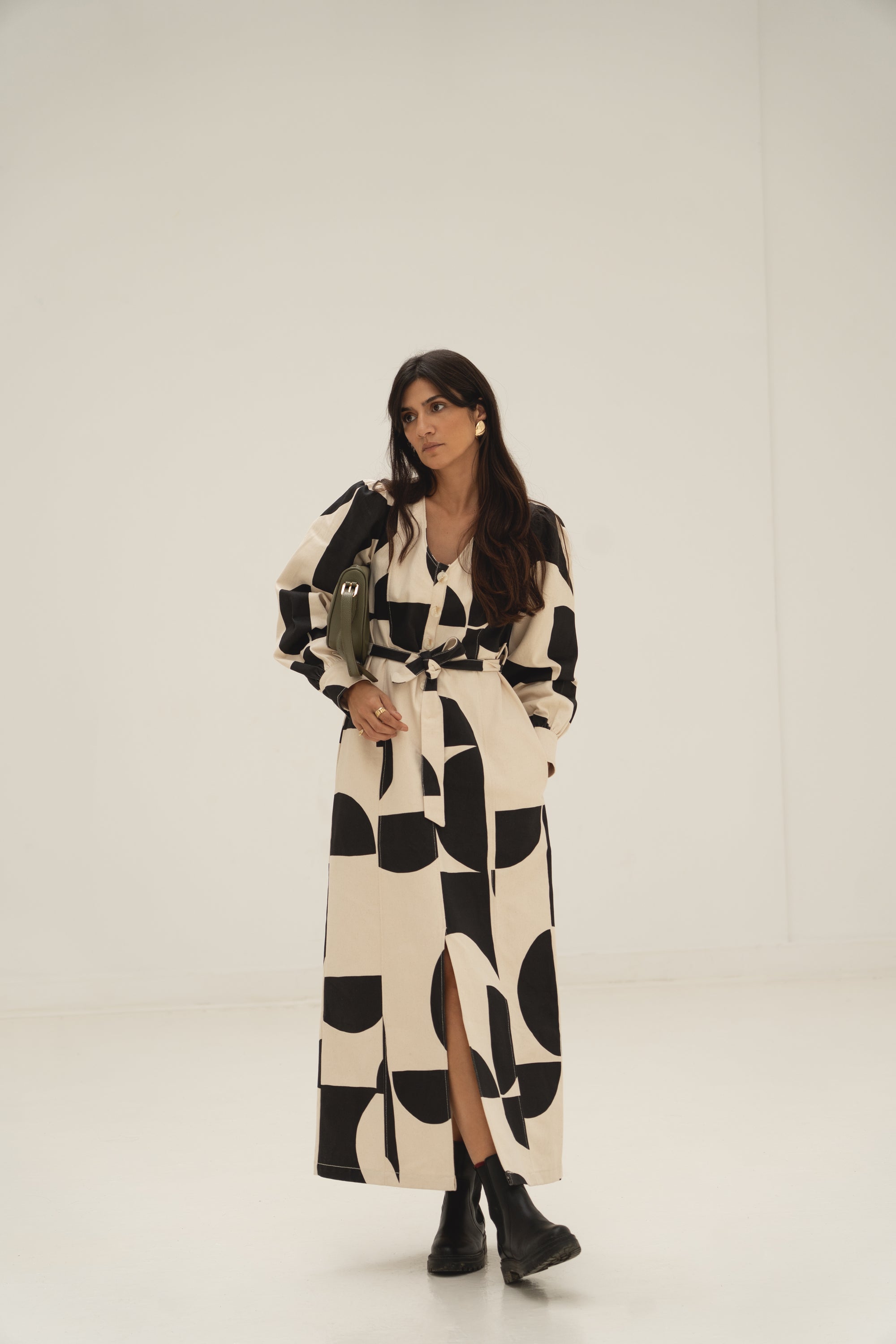 eli denim dress print b&amp;w