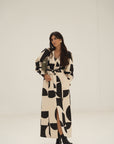 eli denim dress print b&w