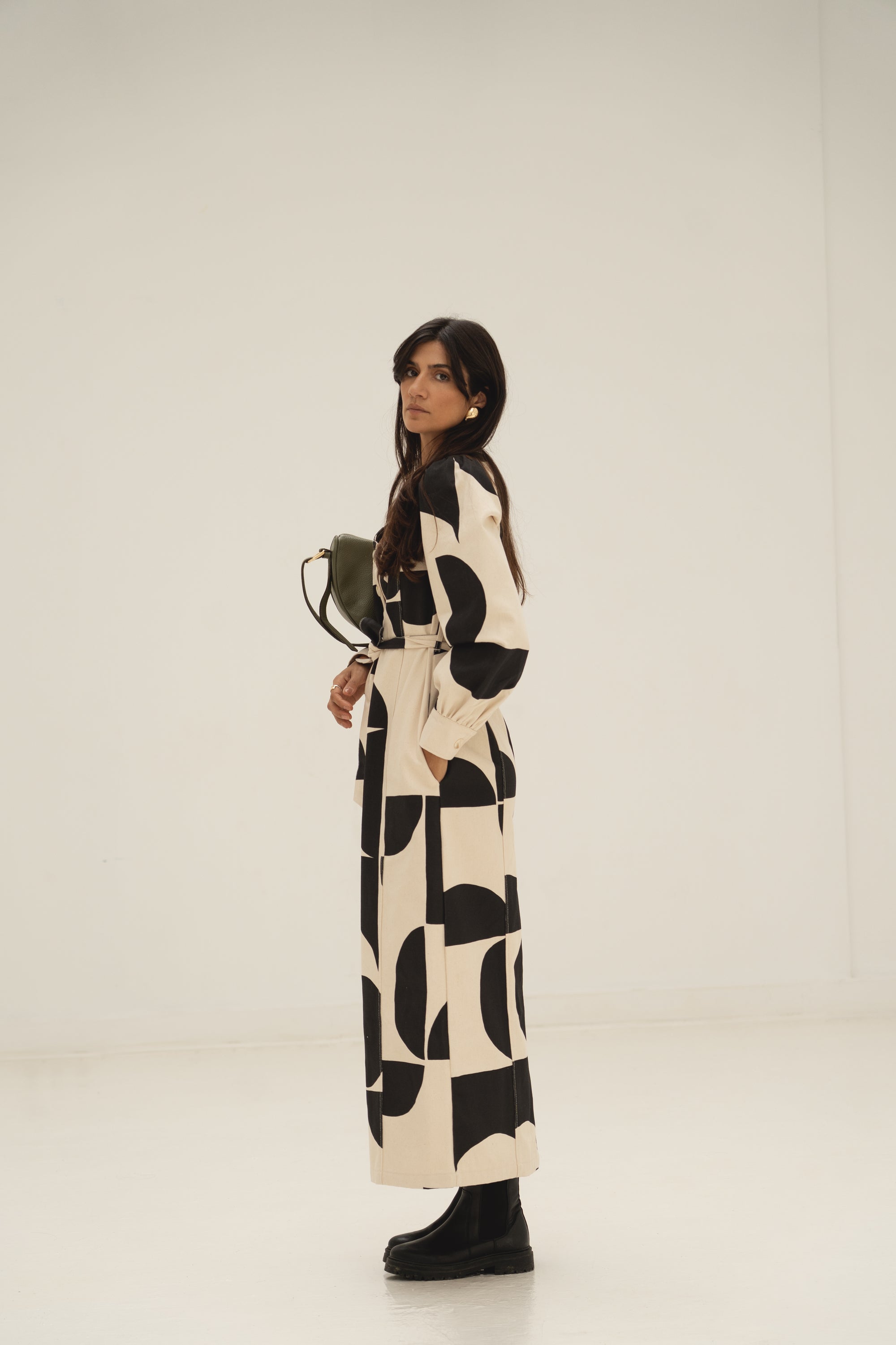 eli denim dress print b&amp;w