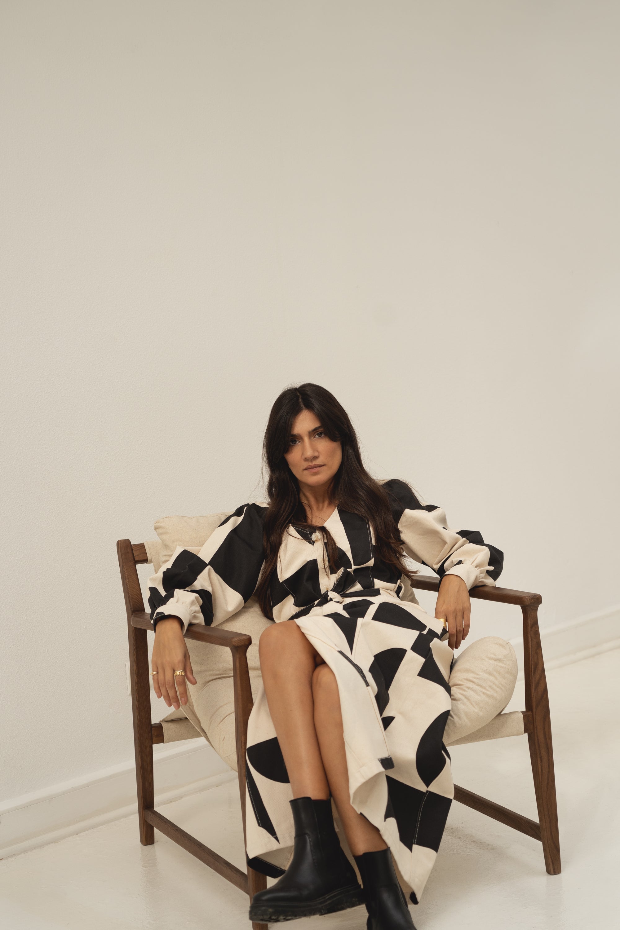 eli denim dress print b&amp;w
