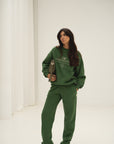 organic cotton trackpants in palma green