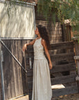 halter linen dress in salt x sofia marques cruz