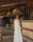 halter linen dress in salt x sofia marques cruz