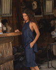 halter linen top in indigo x sofia marques cruz