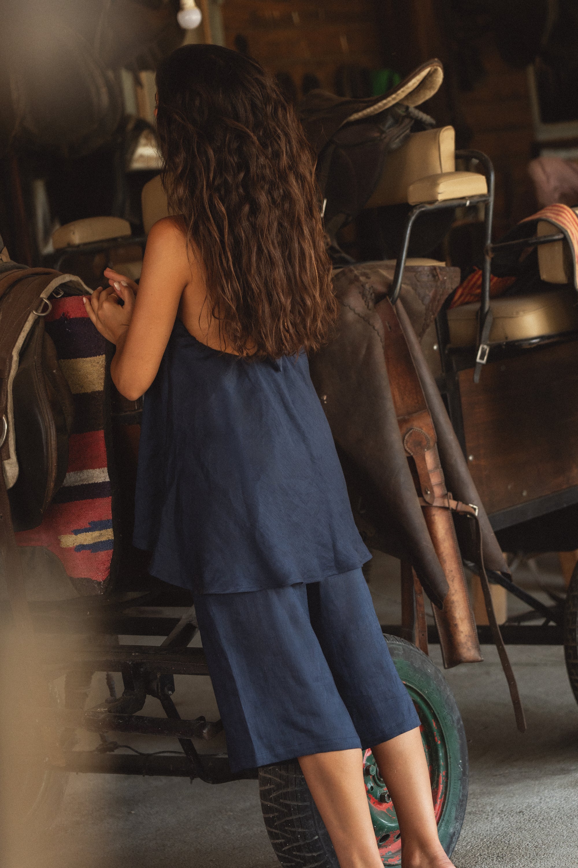 indigo linen bermudas x sofia marques cruz