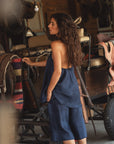 halter linen top in indigo x sofia marques cruz