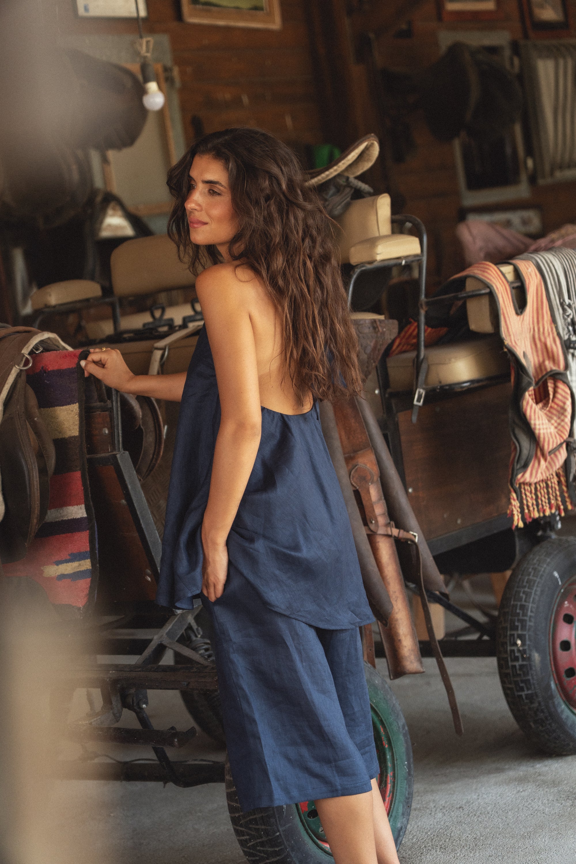 indigo linen bermudas x sofia marques cruz