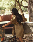 conscious x sienna wrap linen dress khaki