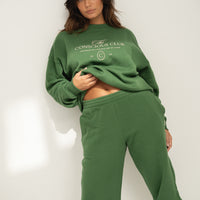 organic cotton sweater in palma green