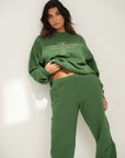organic cotton trackpants in palma green