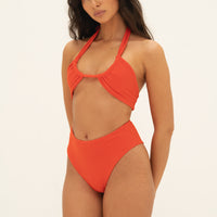 sustainable swimwear top allera red orange