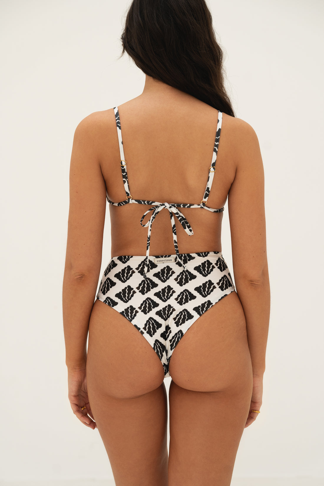 sustainable swimwear top triangle algea print